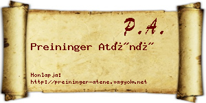 Preininger Aténé névjegykártya